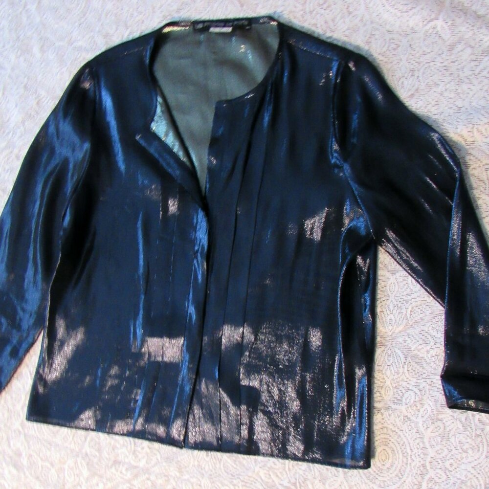 Les Prairies De Paris blouse shirt size 6 US, silk blend, dark navy